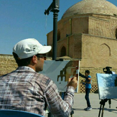 طرح مسجد تاریخی جامع ارومیه در بومهای نقاشی نقاشان حوزه هنری آذربایجان غربی جای گرفت